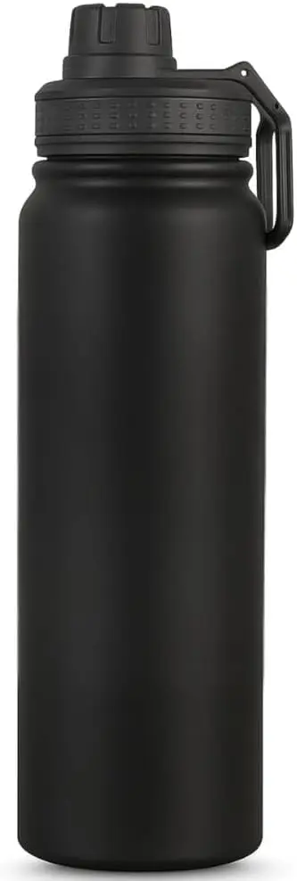 Garrafa Térmica Inox 800ml Parede Dupla com Isolamento a Vácuo Bico Antivazamento com Alça Preta Para Academia Esportes Escritório Atividade Física Desing Elegante Moderno