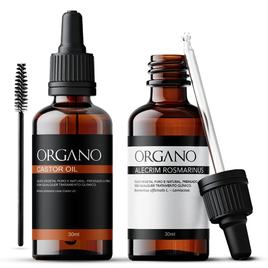 Kit Capilar ORGANO Alecrim e Castor Oil (Rícino) Controle De Queda - Óleos Vegetais Puros 30ml - 1