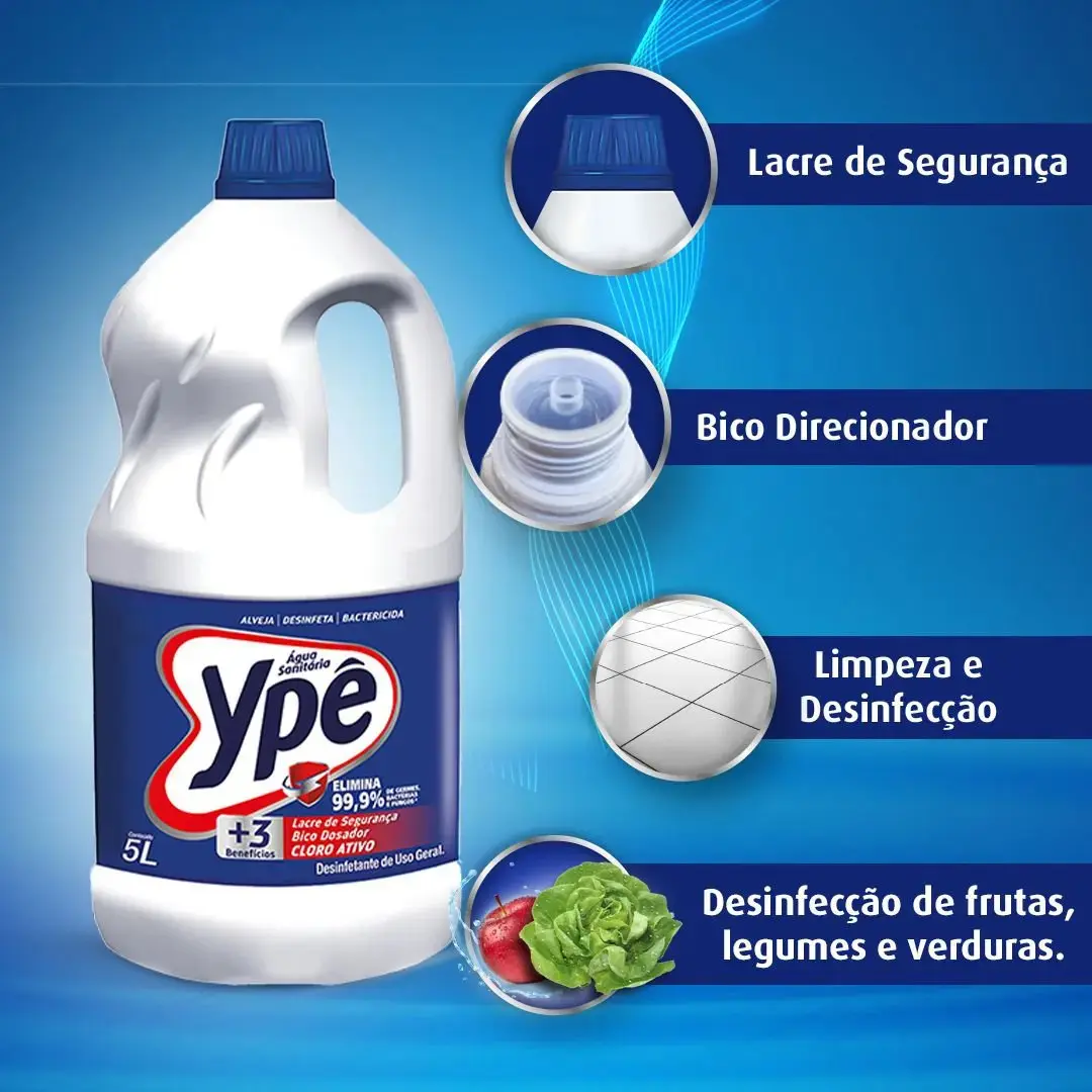 Água sanitária e alvejante cloro ativo 5 litros Ypê thumbnail 4