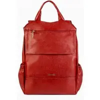Mochila antifurto grande de couro liso Suzana - Vermelho - 1