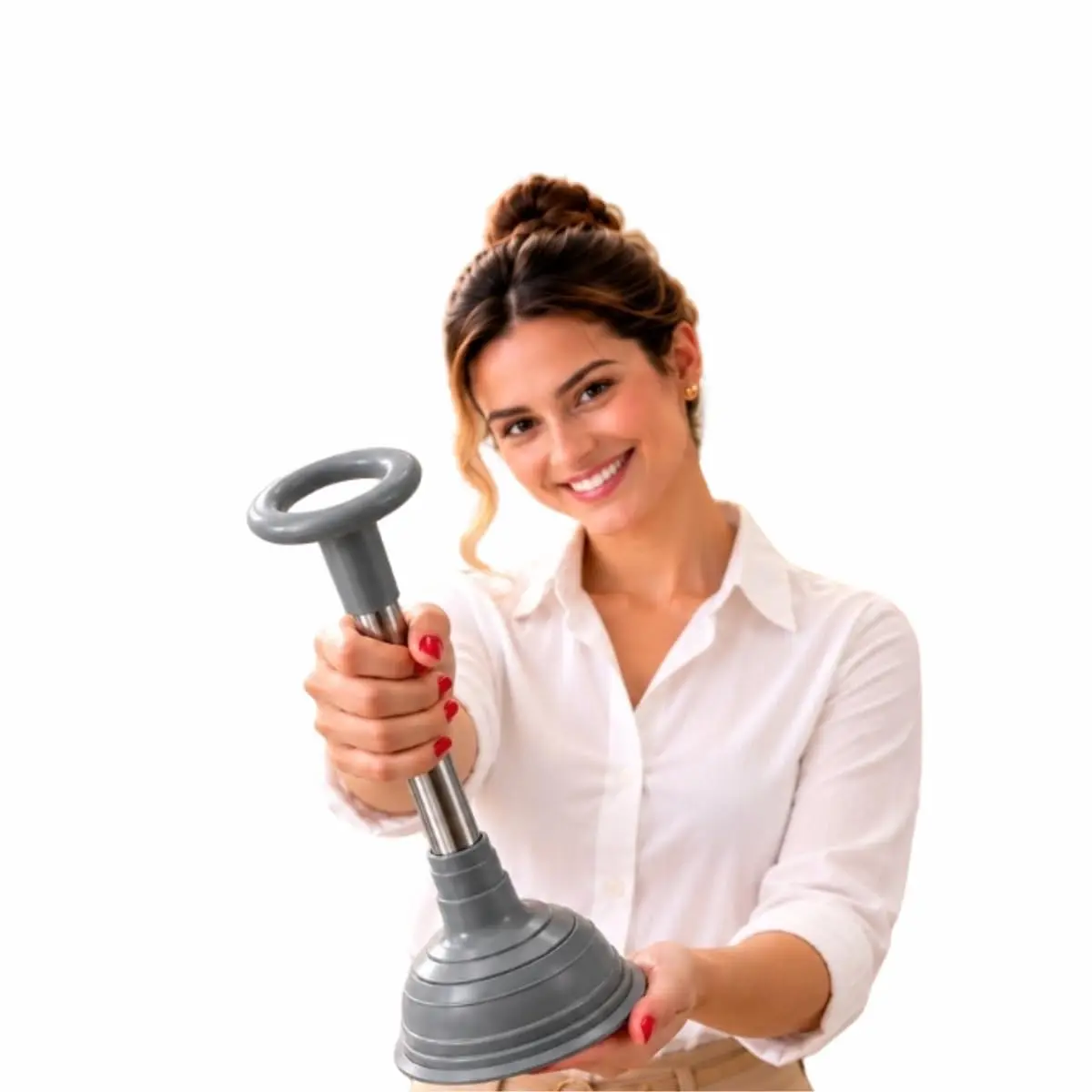Desentupidor Pia Ralo Banheiro Cozinha Alta Pressao Ventosa Forte | Cabo Metal Resistente Limpeza Encanamento Desobstrucao Compacto Facil Uso Pia Tanque Vaso Sanitario Multiuso (Cinza)