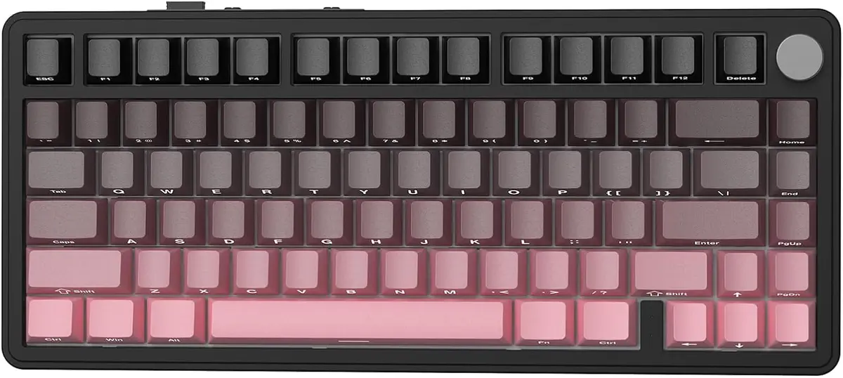 ATTACK SHARK X85 Teclado mecânico para jogos sem fio 75% Gasket com botão,BT5.0/2.4G/USB-C,acolchoamento de cinco camadas,RGB,5000mAh,troca a quente,teclas com impressão lateral (Blackberry) - 1