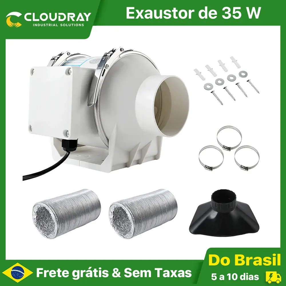 Ventilador de Duto Cloudray, Ventilador de Exaustão de Baixo Ruído, Extrator de Ar em Linha, Mini Extrator, Ventilador de Parede, Ventilador de Duto para Máquina de Marcação