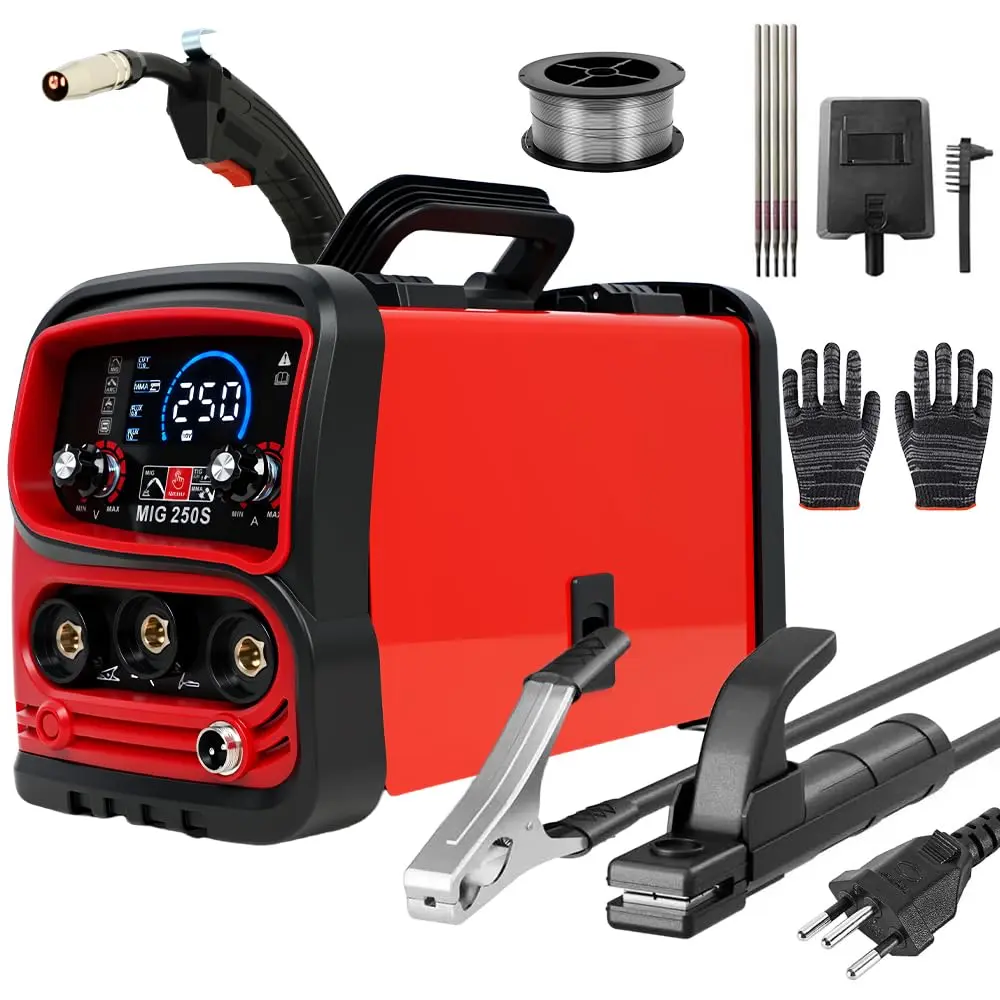 FINYQBET Máquina de Solda 3 em 1 MIG/TIG/MMA (220V) | Portátil e Segura, com Tela Grande, Máquina de Solda Mig Sem Gás, para Reparos Automotivos/Metalurgia/DIY e Uso