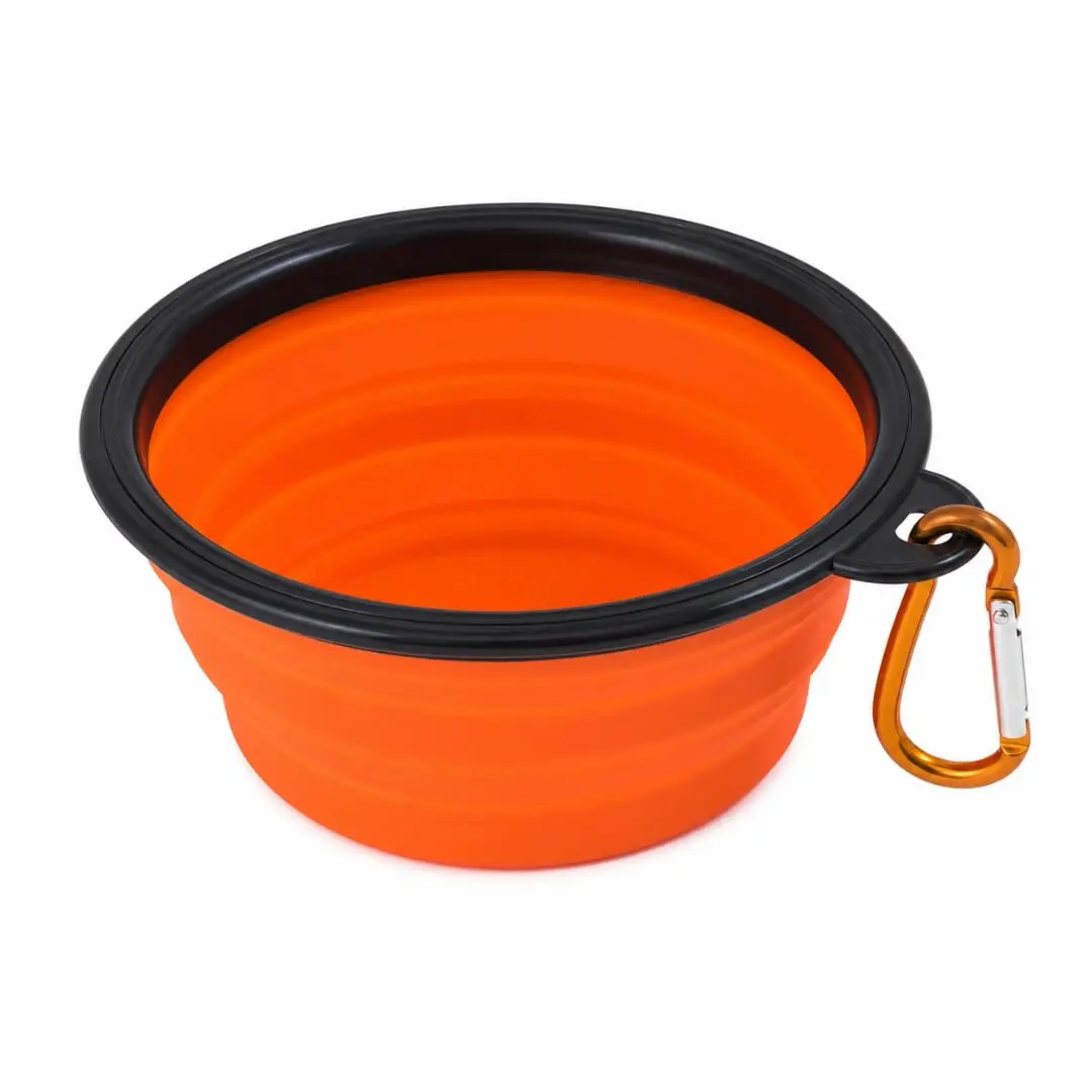 Comedouro Portátil Retrátil 400ml para Pets Laranja