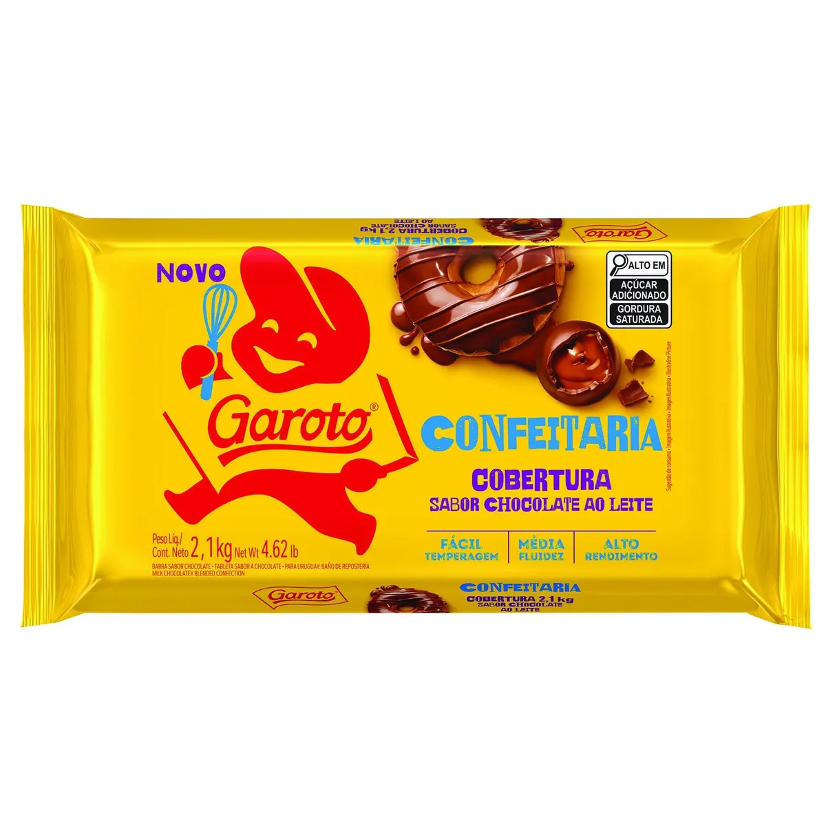 Cobertura sabor chocolate ao leite Garoto® Confeitaria 2,1kg - 1