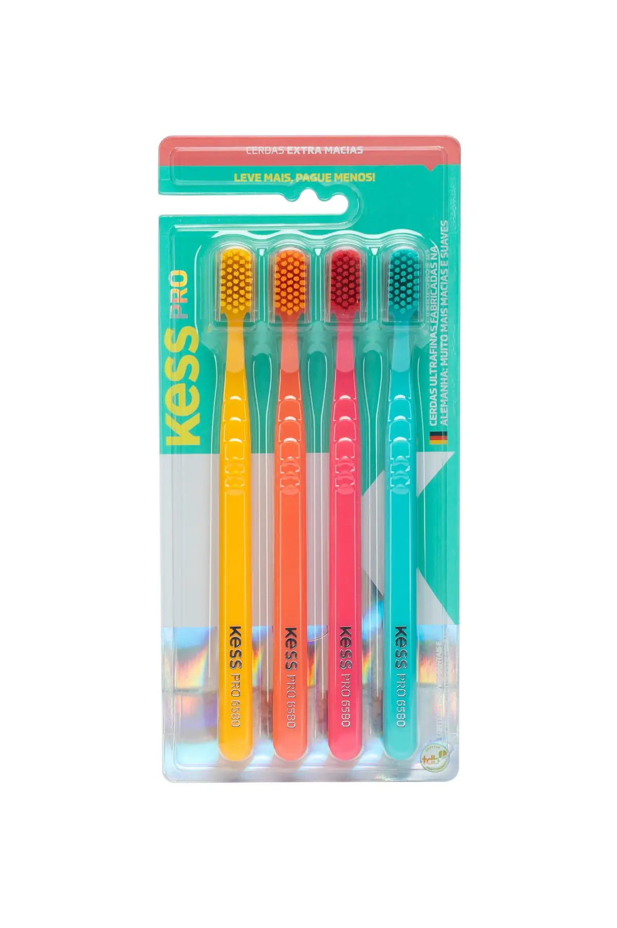 Kess, Pack com 4 Escovas Dentais Pro Extra Macias Whitelicious, Cores Sortidas