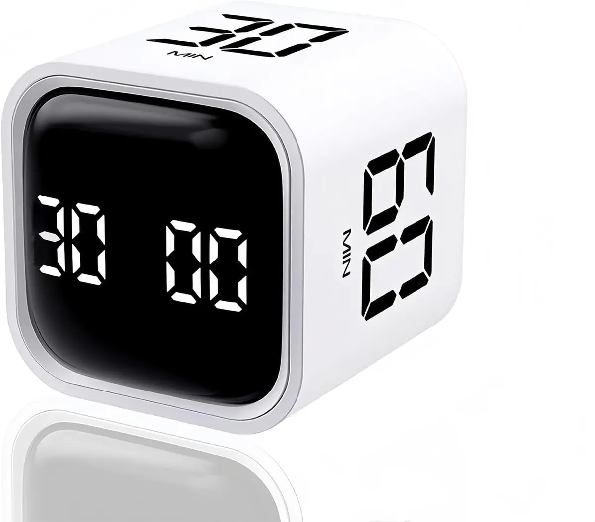 Cubo Temporizador Digital Pomodoro 5 10 30 60 Minutos Sensor Gravidade Timer Recarregável para Estudo Foco TDAH Trabalho Cronômetro Manual Regressivo e Progressivo Silencioso com Vibração e LED
