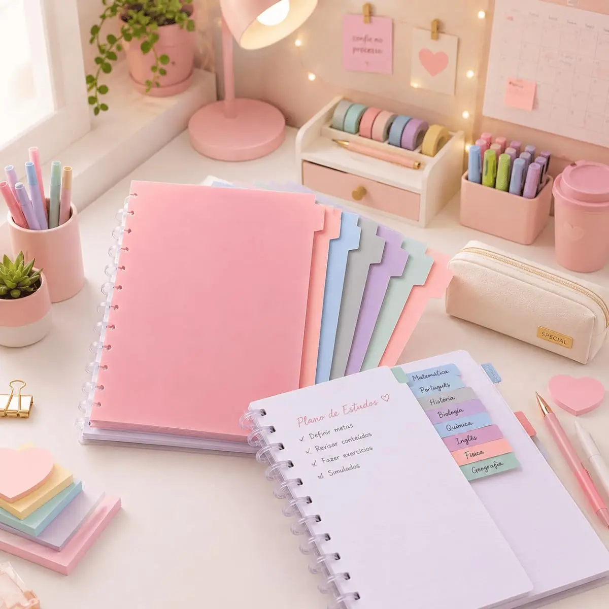 Kit 8 Divisórias Para Caderno Inteligente B5 Multicolorido 10 Furos Fichário Planner Para Estudar, Escola, Universitário, Profissional Premium
