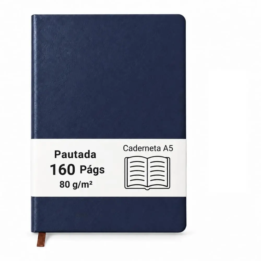 Caderneta Anotações Executiva 15×21cm Agenda Capa Dura com Pauta (Azul Marinho)