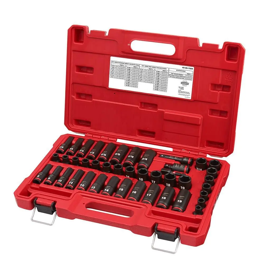Milwaukee Jogo Soquete Impacto Enc. 3/8" Curto/Longo 43 Pçs Mm/Pol 49-66-7009 - 1