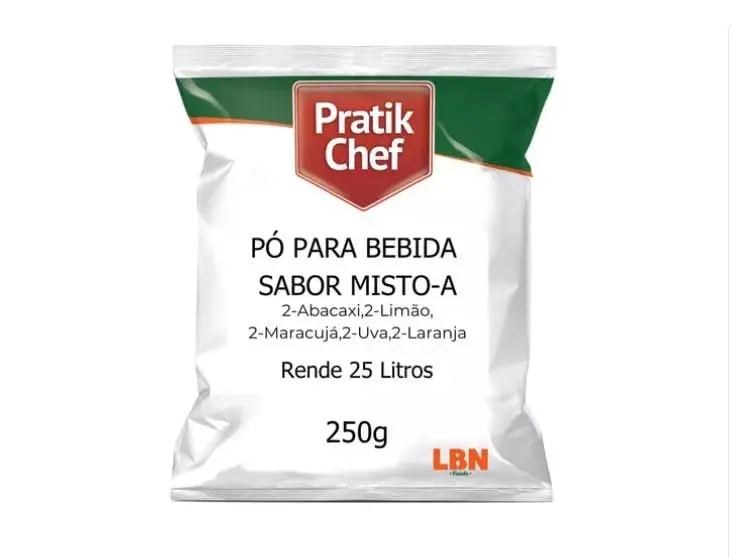 Refresco Po Pratik Chef Rende 250 Litros Caixa 10 Unidades de 1kg Adali | Solução solúvel de altíssimo rendimento comercial para cozinhas industriais, buffets e restaurantes.
