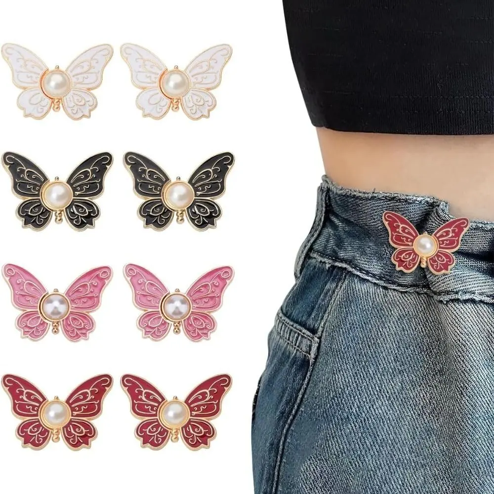 2 Alfinete Fivela Apertar Cintura Calça Jeans Ajuste Broche Borboleta Estilizada