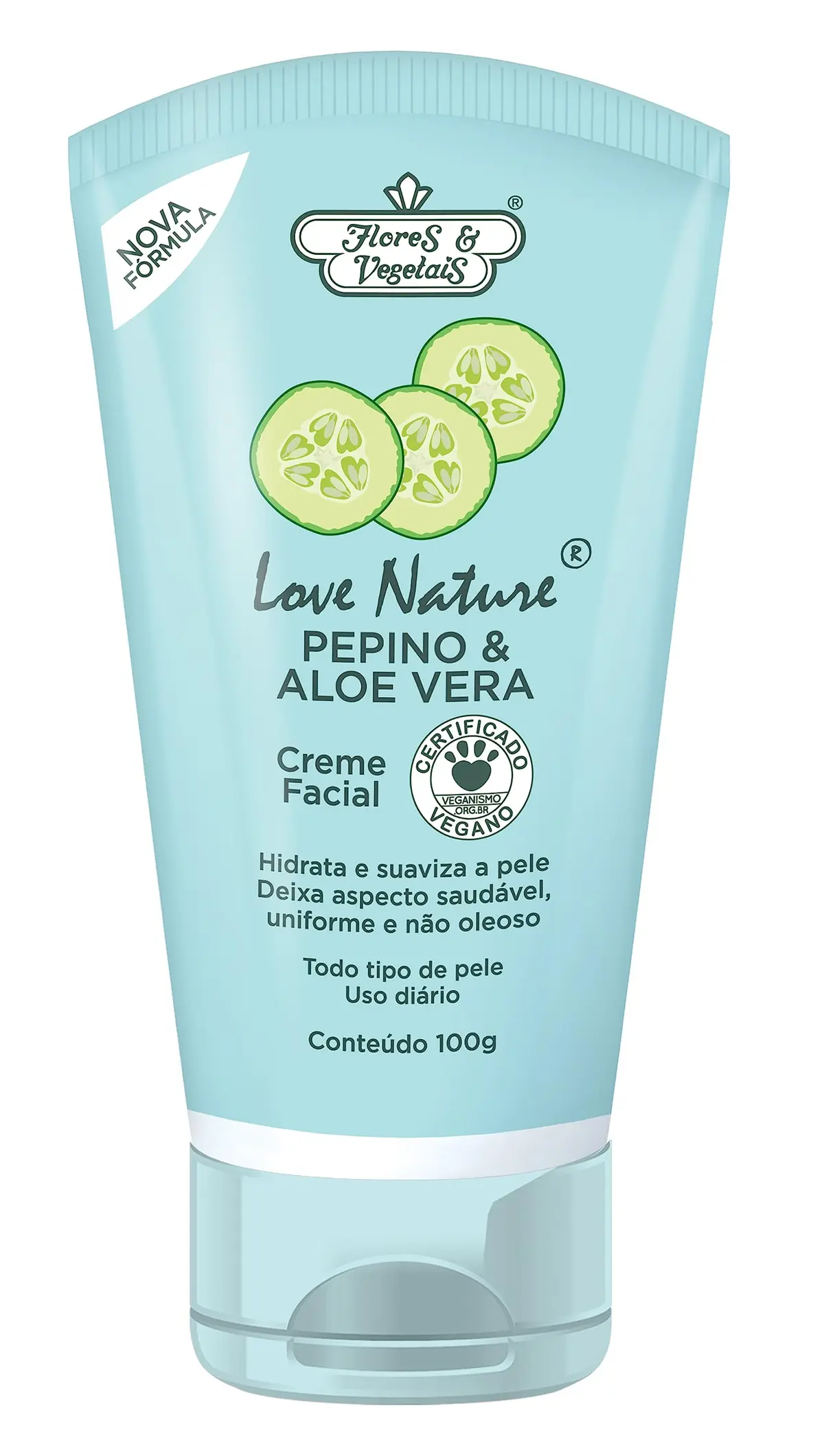 Flores & Vegetais Creme Facial Pepino & Aloe Vera Love Nature®