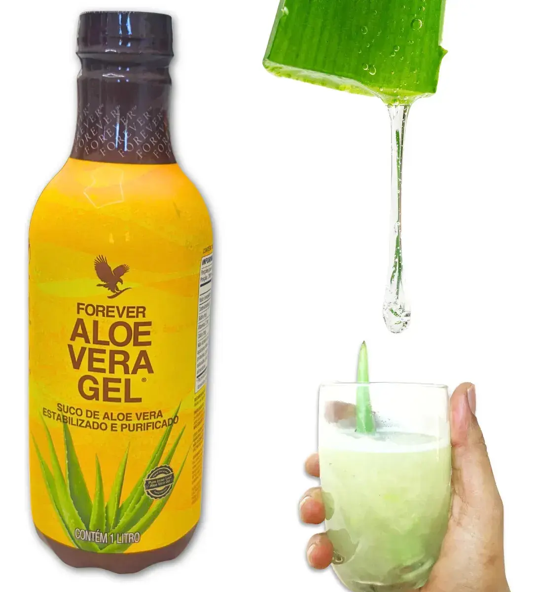 Suco De Aloe Vera Puro Gel Forever Living Babosa Natural Vegano 1 unidade 1 L