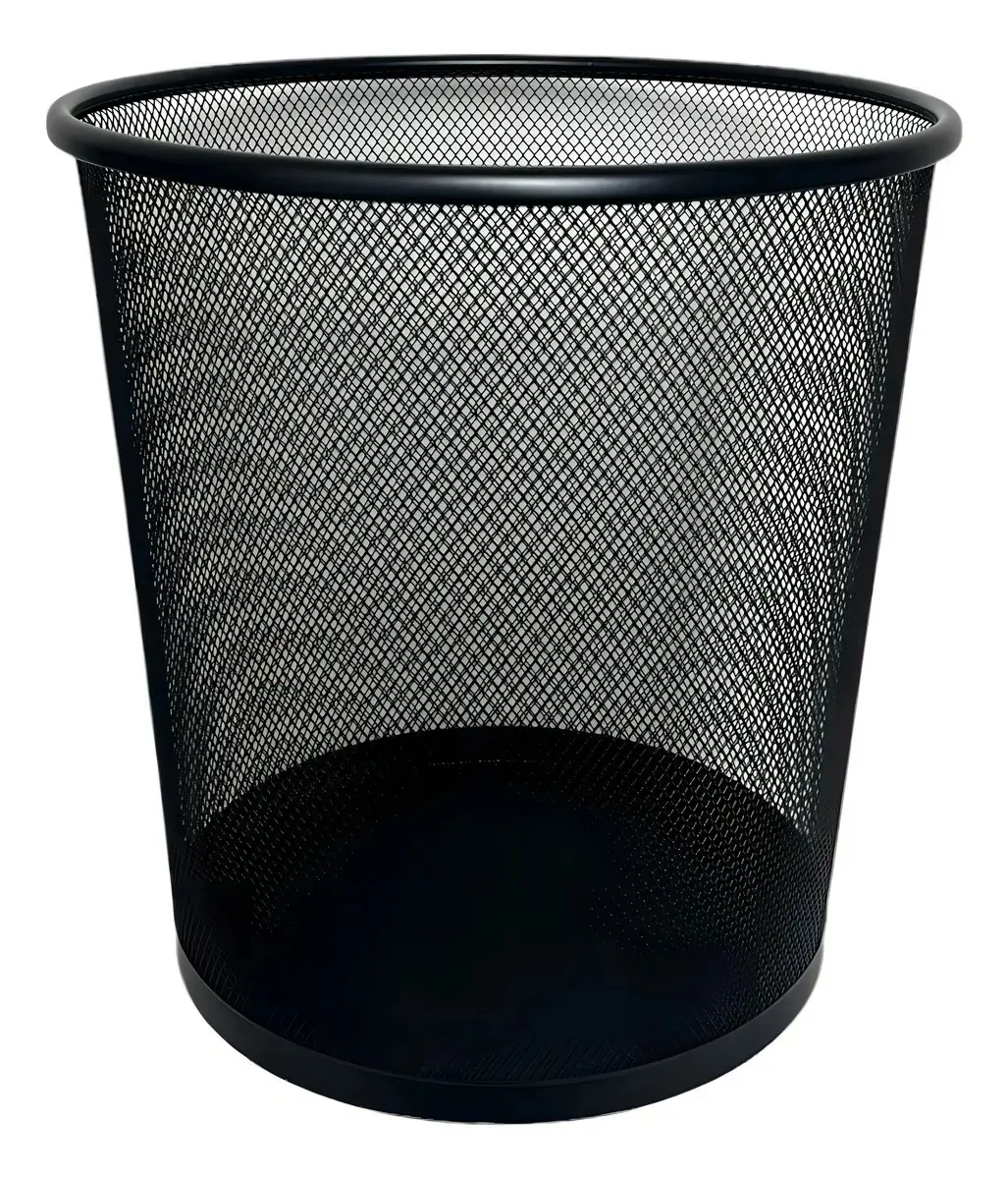 Lixeira Metal Aramado Telada Cesto De Lixo Escritório 12l Cor Preto