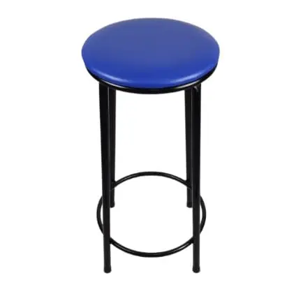 Banqueta Alta sem Encosto para Balcão e Cozinha, Banco Alto com Assento Redondo Revestido e Estrutura em Aço para Área Gourmet e Bar(Azul)