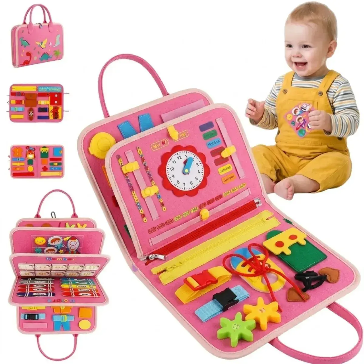 Maleta Educativa Montessori Sensorial Menino Menina Infantil Brinquedo Educativo Atividade Sensorial Cor Rosa Inpari Imports