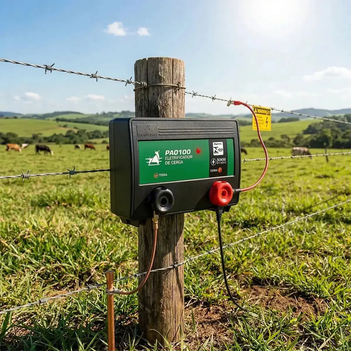 Cerca Eletrica Rural Choque 30km Pampeano bivolt automatico , Boi, cães, gato,