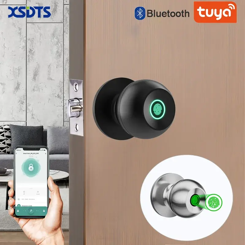 Xsdts com impressão digital biométrica tuya fechadura da porta inteligente fechadura eletrônica keyless segurança porta entrada casa apartamento