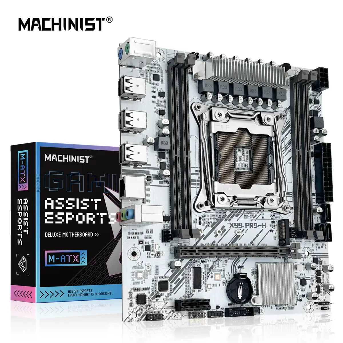 Placa-Mãe MACHINIST PR9-H X99 LGA 2011-3 Suporta Processadores Xeon E5 2650 2680 V4/V3 e Memória RAM DDR4 M-ATX M.2 NVME/SATA