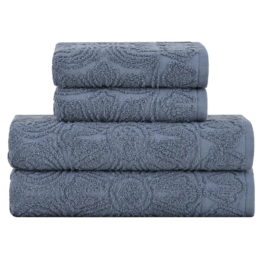 Buddemeyer Jogo de toalhas Florentina Extra Soft Banho Azul Escuro 4 peças