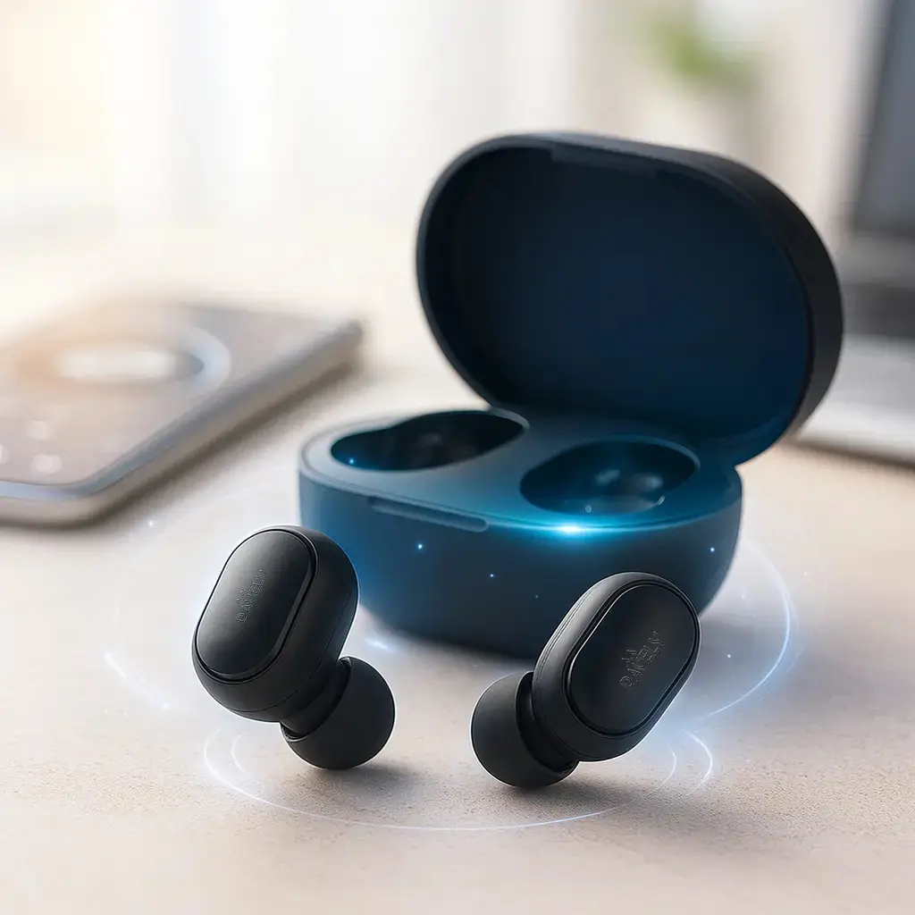 Fone de Ouvido Davely D981 TWS Sem Fio Bluetooth 5.0 In-Ear Preto com Estojo de Carregamento para Android e iPhone