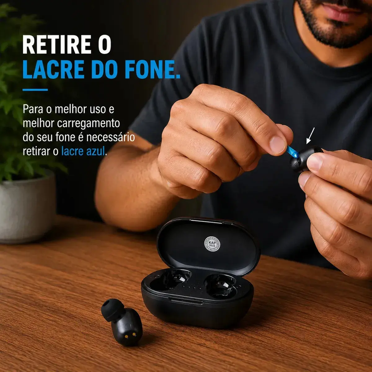 Fone de Ouvido Davely D981 TWS Sem Fio Bluetooth 5.0 In-Ear Preto com Estojo de Carregamento para Android e iPhone thumbnail 2