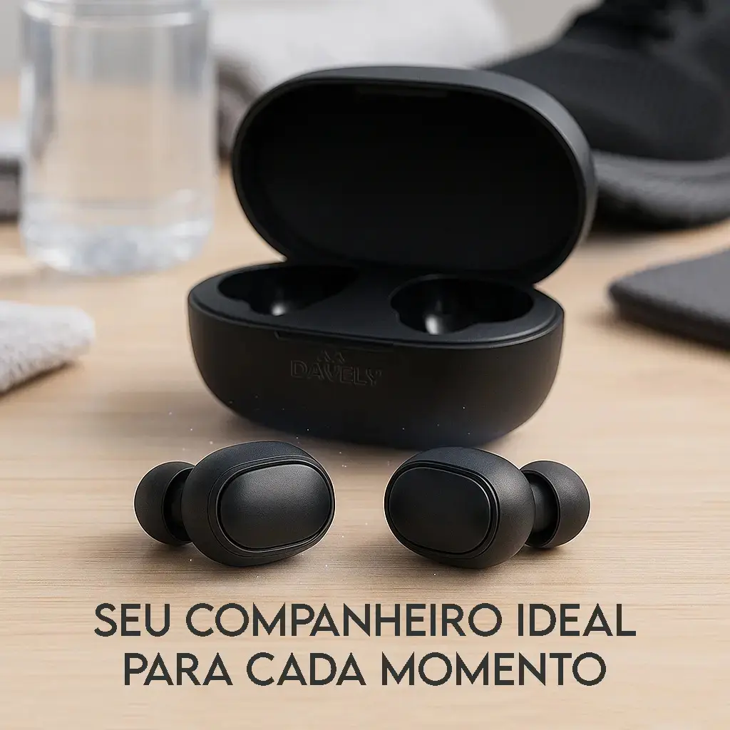 Fone de Ouvido Davely D981 TWS Sem Fio Bluetooth 5.0 In-Ear Preto com Estojo de Carregamento para Android e iPhone thumbnail 5