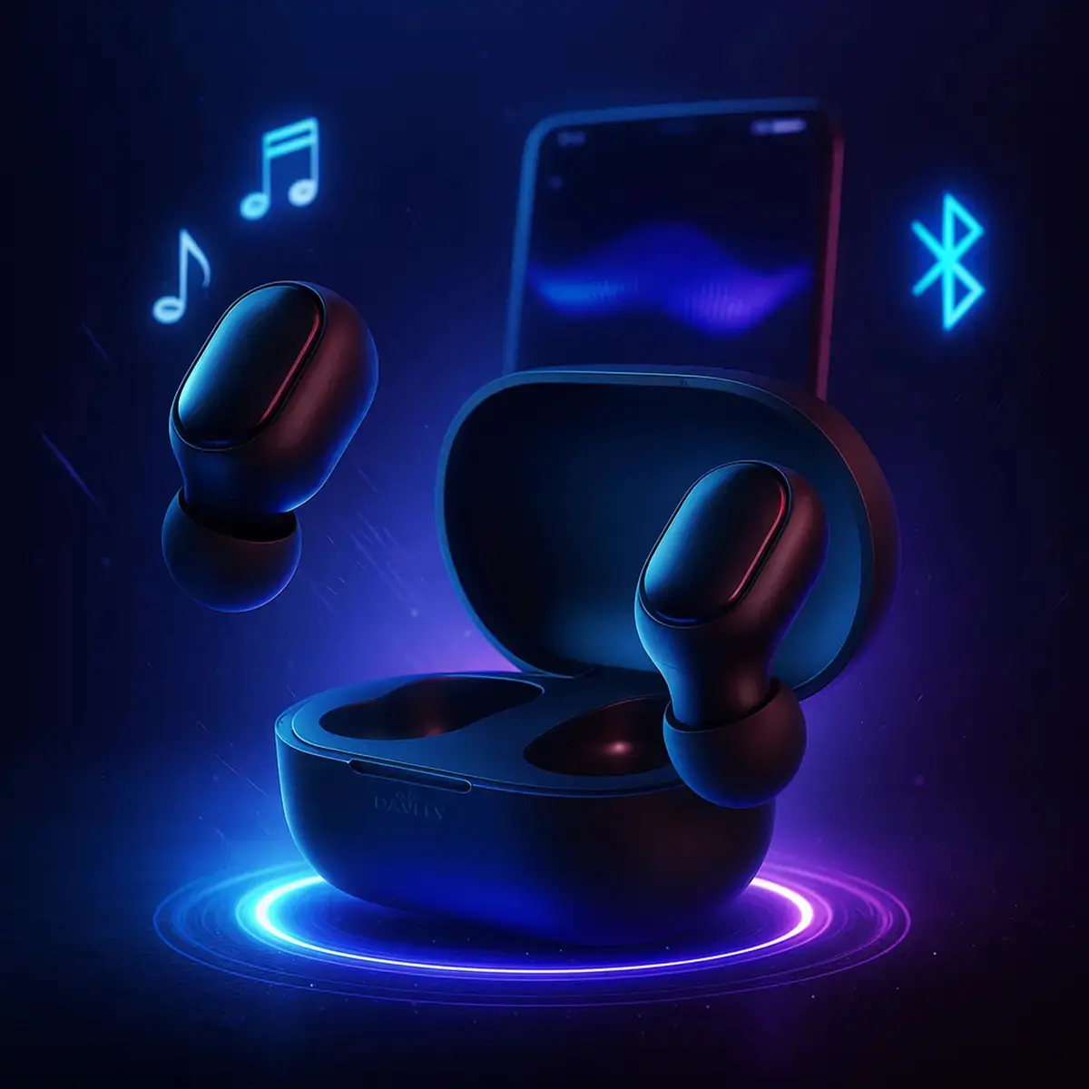 Fone de Ouvido Davely D981 TWS Sem Fio Bluetooth 5.0 In-Ear Preto com Estojo de Carregamento para Android e iPhone thumbnail 6