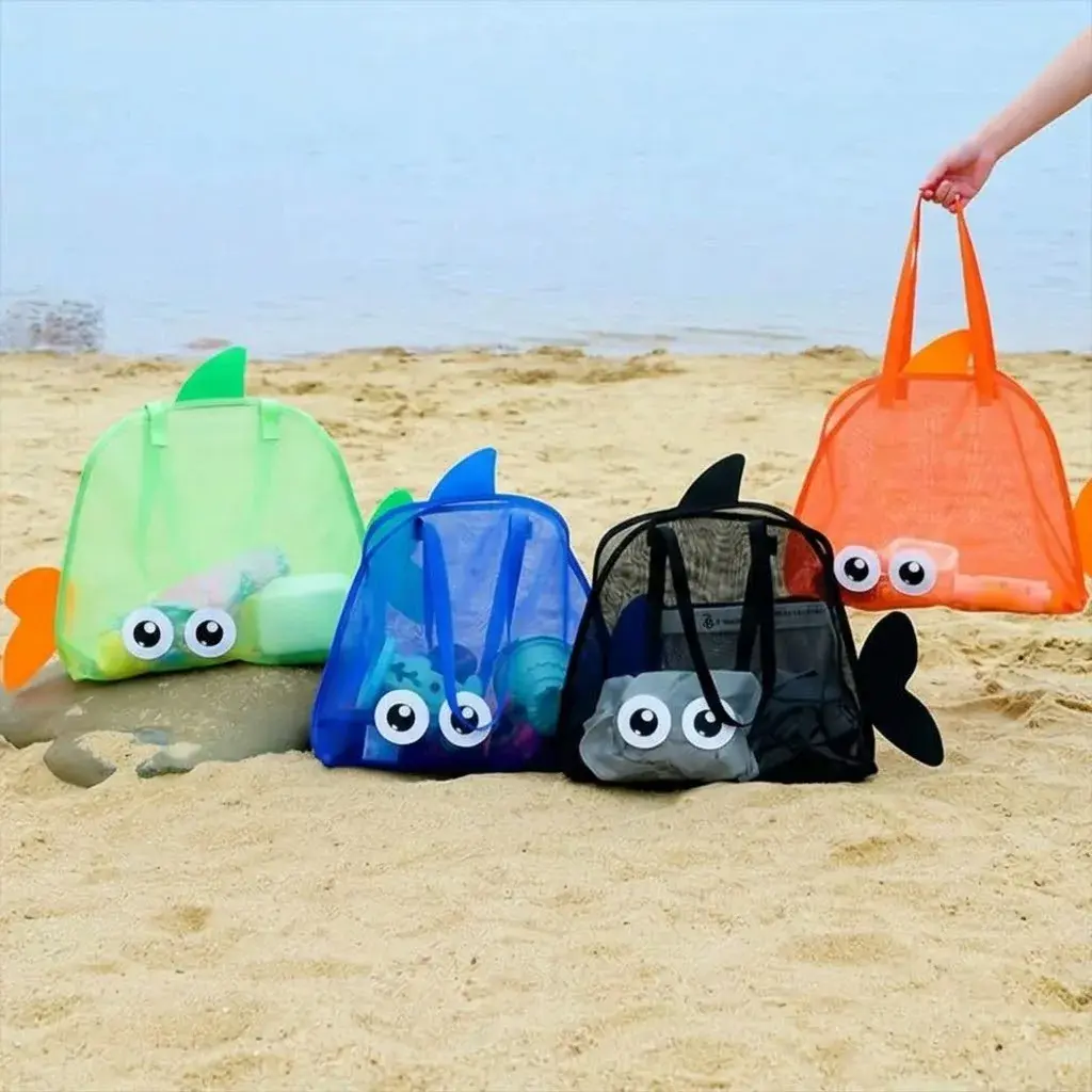 Bolsa de Armazenamento de Brinquedos em Malha Portátil e Dobrável, Organizador de Grande Capacidade para Praia, Viagens ao Ar Livre e Esportes - 1