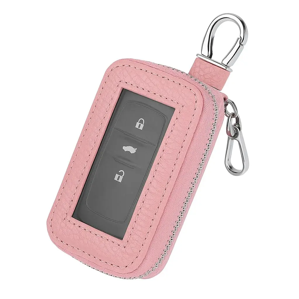 Porta-Chaves Multifuncional em Couro com Zíper Duplo, Janela Transparente e Compartimento Porta-Moedas - 1