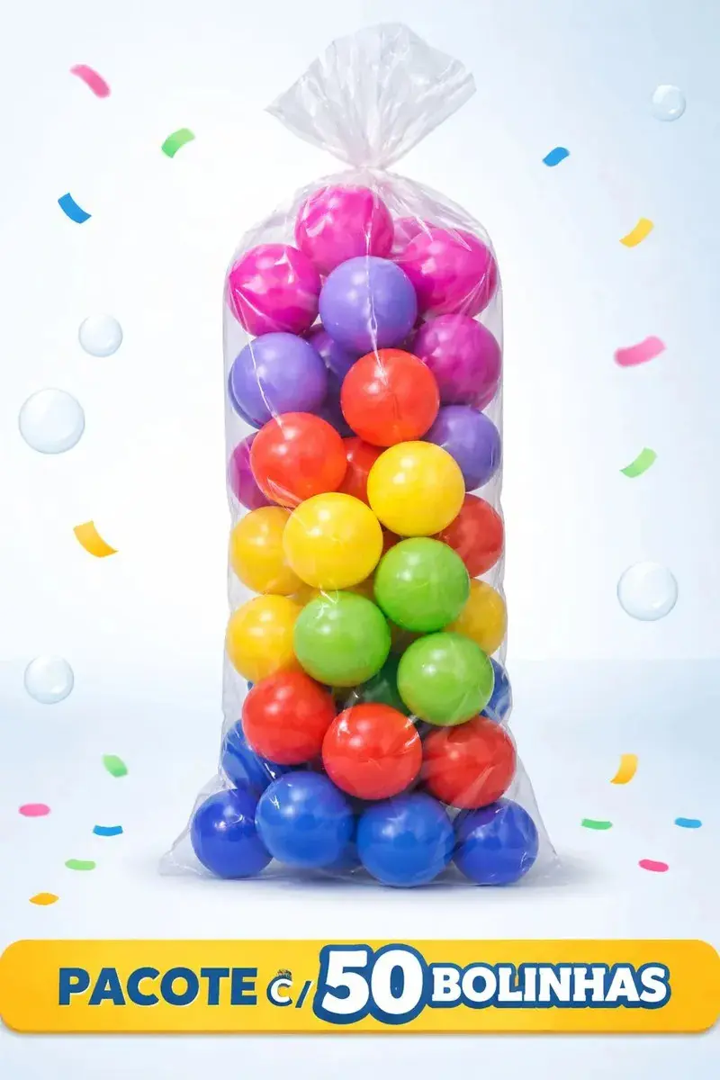 Kit 50 Bolinhas Coloridas Grandes Bg Brinquedos 7.6 cm