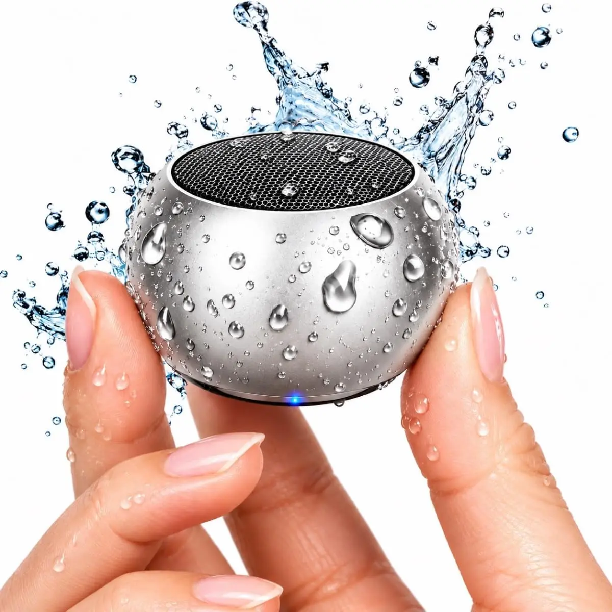 Caixa de Som Bluetooth Portátil Caixinha Pequena 5.0 Recarregável Prata | Som Alto - Material Liga de Alumínio - Potência 3W - Design Compato Moderno