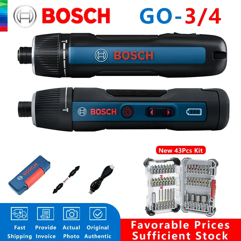 Parafusadeira sem fio BOSCH GO 3/4, bateria de lítio de 3,6/4 V, furadeira sem fio recarregável com caixa, conjunto de ferramentas profissionais Bosch GO3.