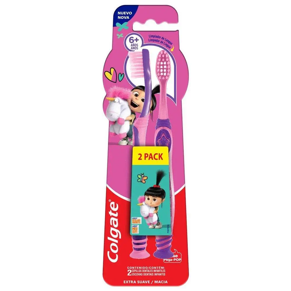 Escova Dental Infantil Colgate Smiles, 6 anos ou mais, 2 Unidades | Agnes e Fluffy - 1