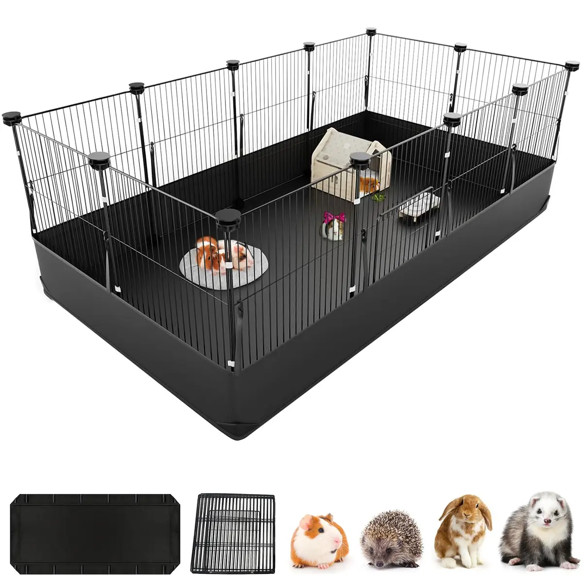 Gaiola Coelho com Porta Ccercado Pet Coelho Lavável Gaiola Porquinho India Grande Expansível Interior Exterior Terrário Hamster Impermeável Tartaruga Hamster Ouriço,120x60x40cm, 12 Painéis