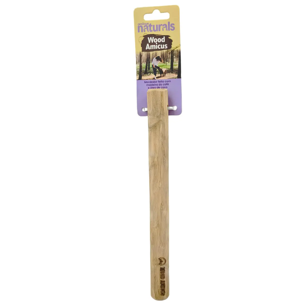 Amicus Mordedor Brinquedo Sustentável de Madeira do Café Wood Amicus para Cães, Grande 30cm