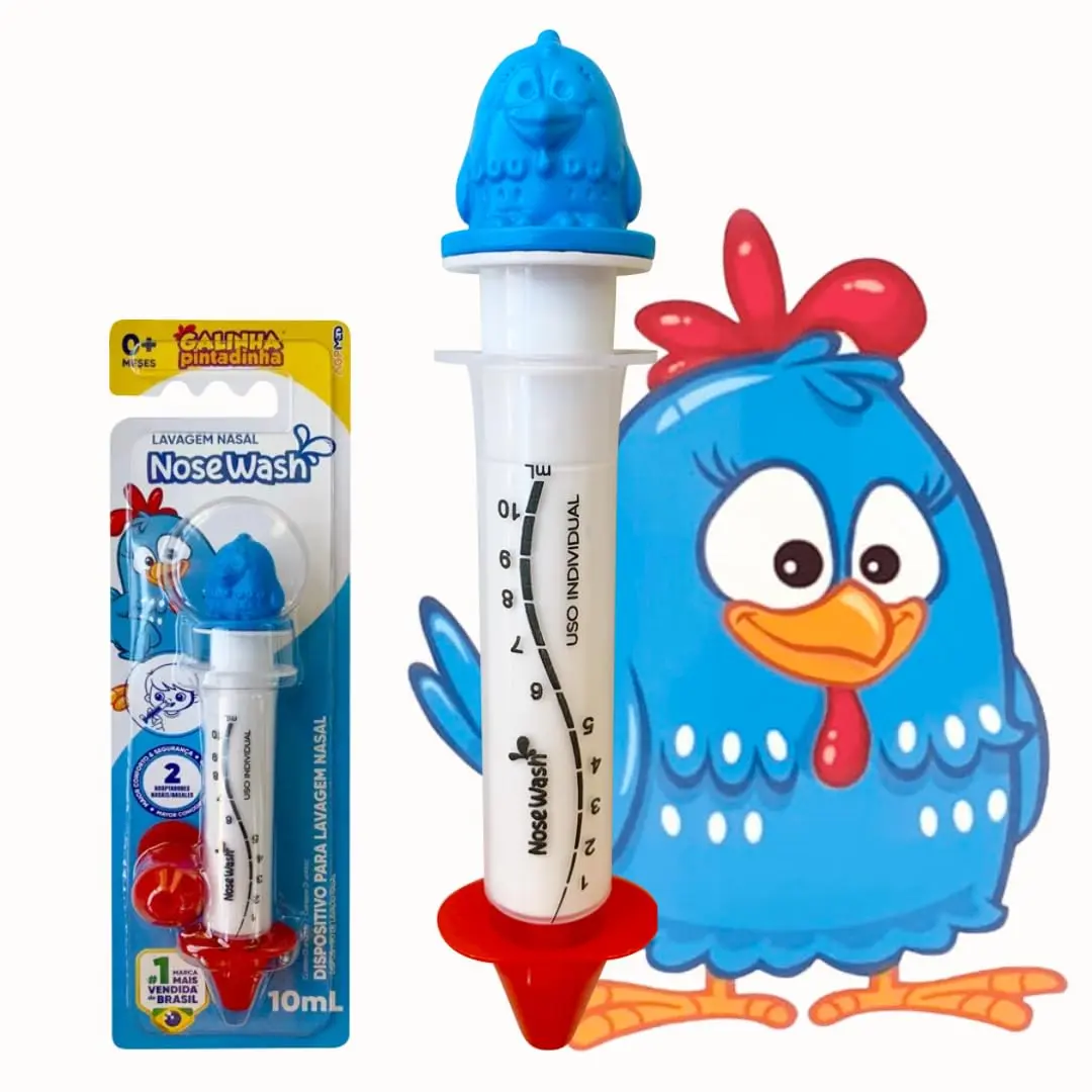 Seringa de Lavagem Nasal para Bebês e Crianças NoseWash, 10ml | Galinha Pintadinha, Alivia Alergias e Congestão Nasal