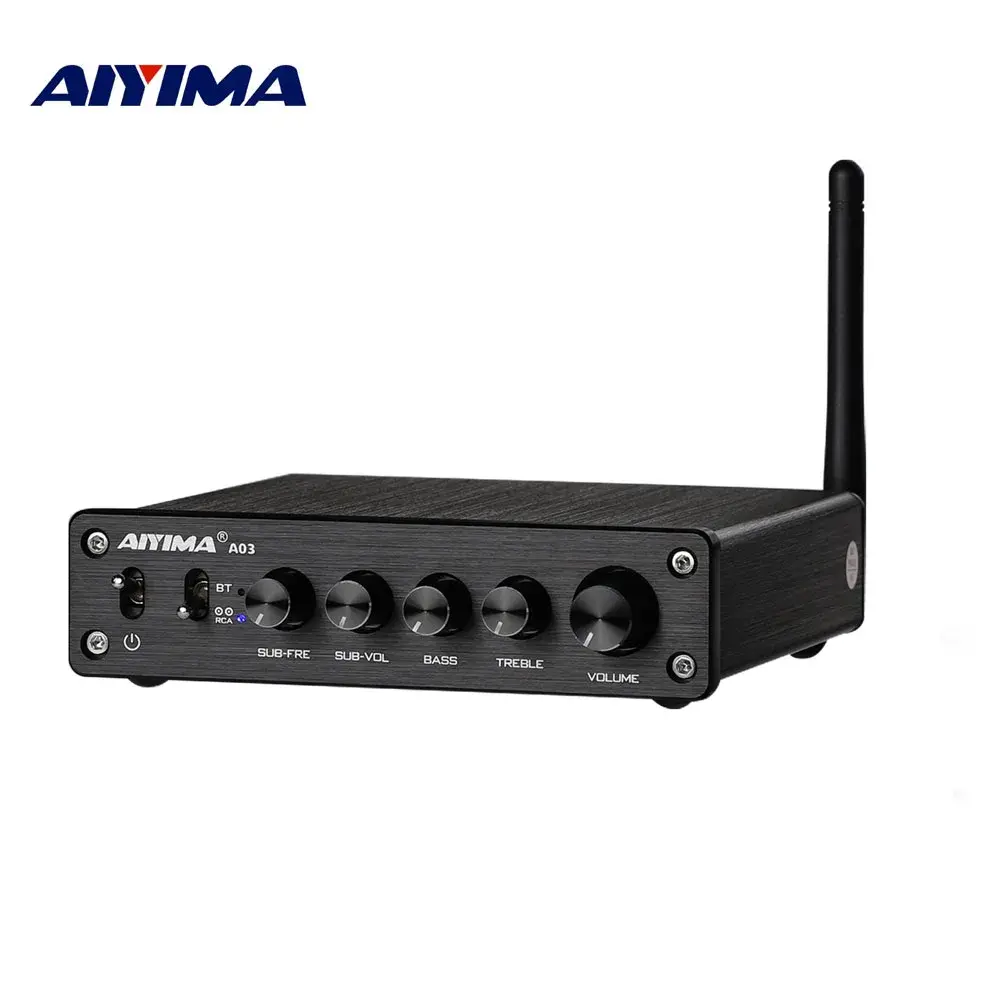 Aiyima a03 tpa3116 amplificador subwoofer áudio bluetooth som 2.1 50wx2 + 100w hifi tpa3116d2 amplificador de potência digital doméstico