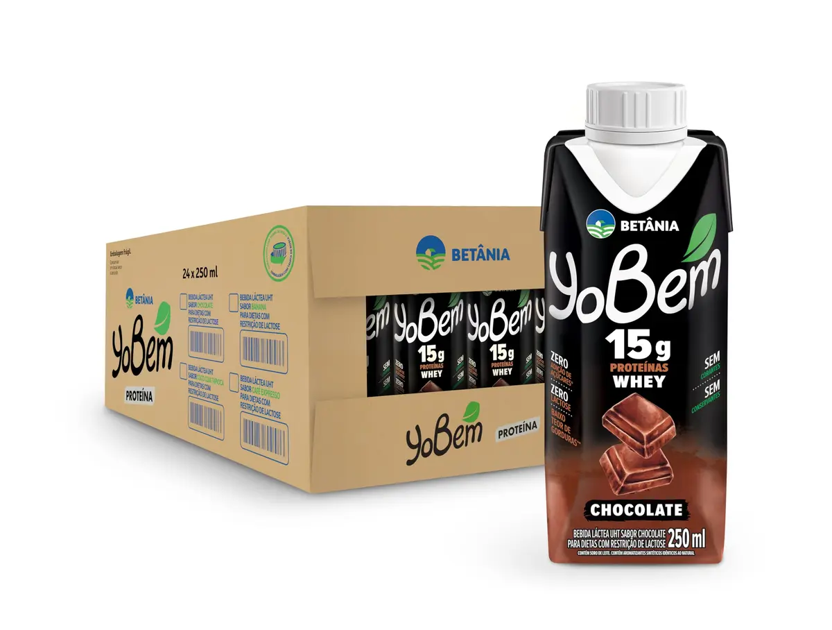 Pack YoBem Bebida Proteica Chocolate 15g de Proteínas Whey - 24 Unidades