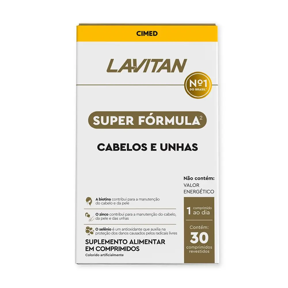 LAVITAN Super Fórmula Vitamina Cabelos Unhas 30 comprimidos - 1