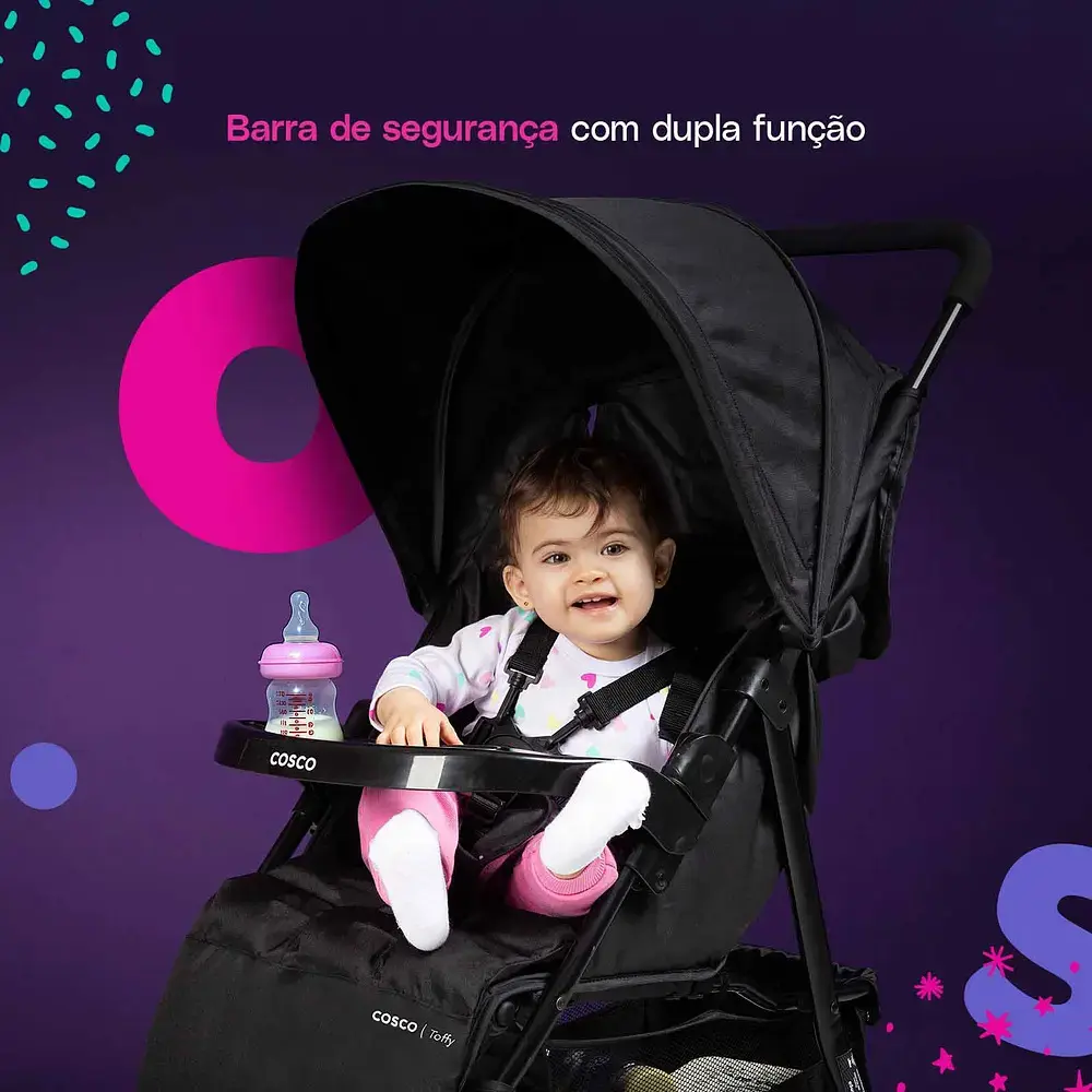 Carrinho de Bebê Cosco Kids, Toffy, Preto Absoluto thumbnail 4