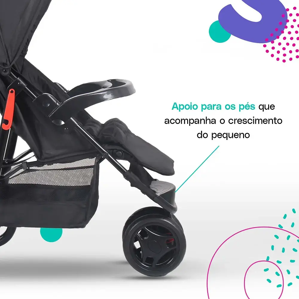 Carrinho de Bebê Cosco Kids, Toffy, Preto Absoluto thumbnail 5