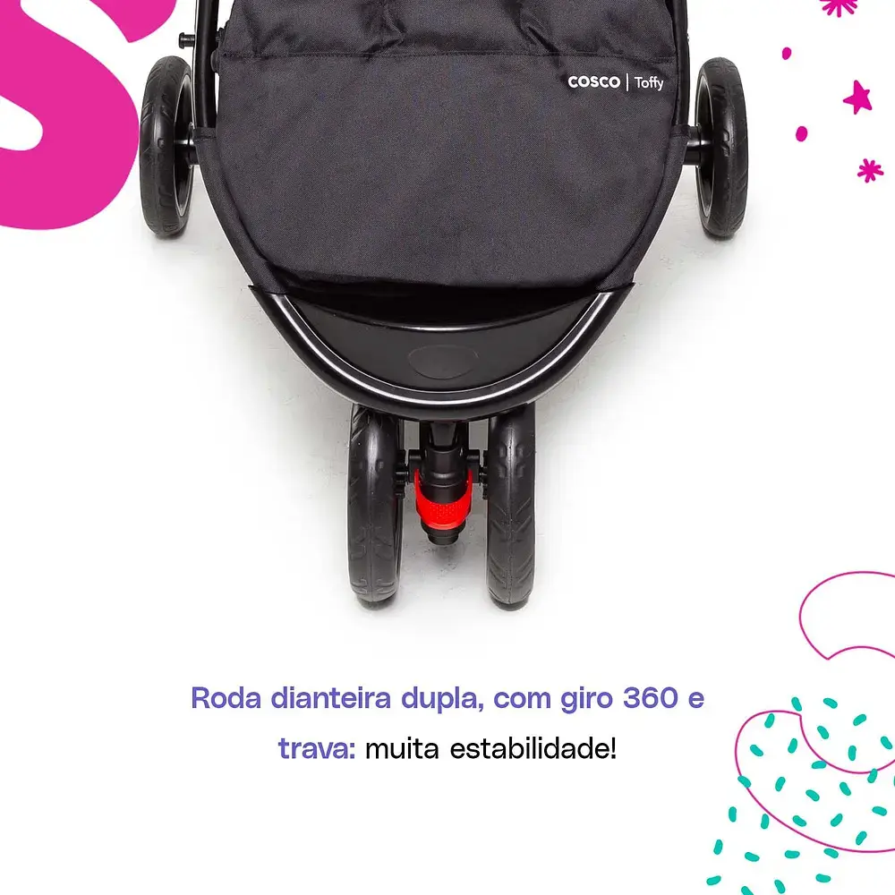 Carrinho de Bebê Cosco Kids, Toffy, Preto Absoluto thumbnail 6