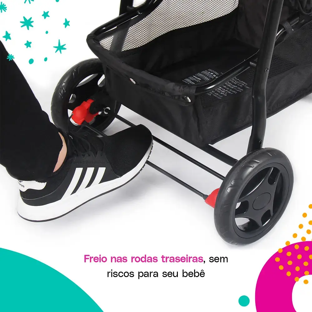 Carrinho de Bebê Cosco Kids, Toffy, Preto Absoluto thumbnail 7