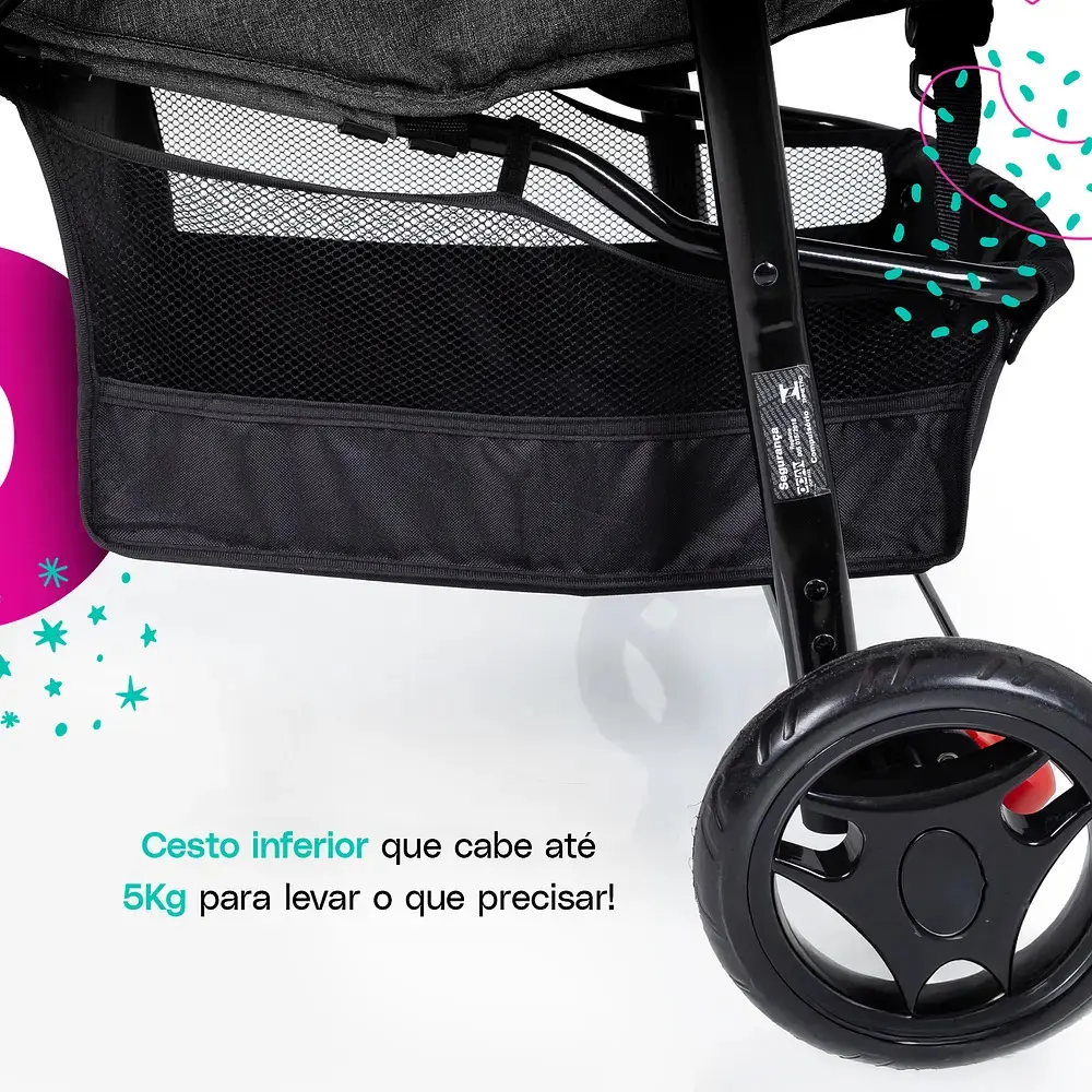 Carrinho de Bebê Cosco Kids, Toffy, Preto Absoluto thumbnail 8