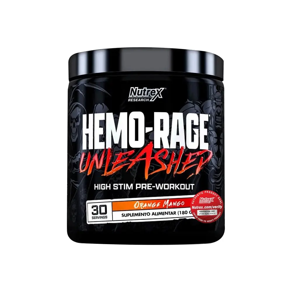 Pré-Treino Hemo-Rage Ultra-Concentrado 180g - Nutrex Research (180g, Manga com Laranja)