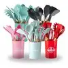 Kit Jogo de Cozinha Silicone, Utensílios e Copo Suporte para Cozinheiro Cabo de Madeira MasterChef - 1