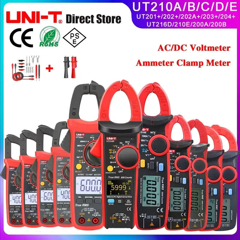UNI-T UT210E UT202A UT204 Plus Medidor de braçadeira AC/DC Voltímetro digital Amperímetro Alicate Multímetro Multitester elétrico profissional - 1